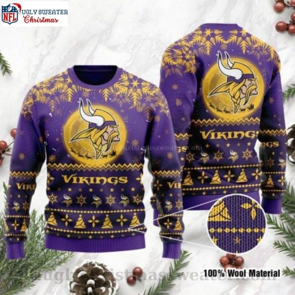 Minnesota Vikings Christmas Sweater – Santa Claus In The Moon Graphic