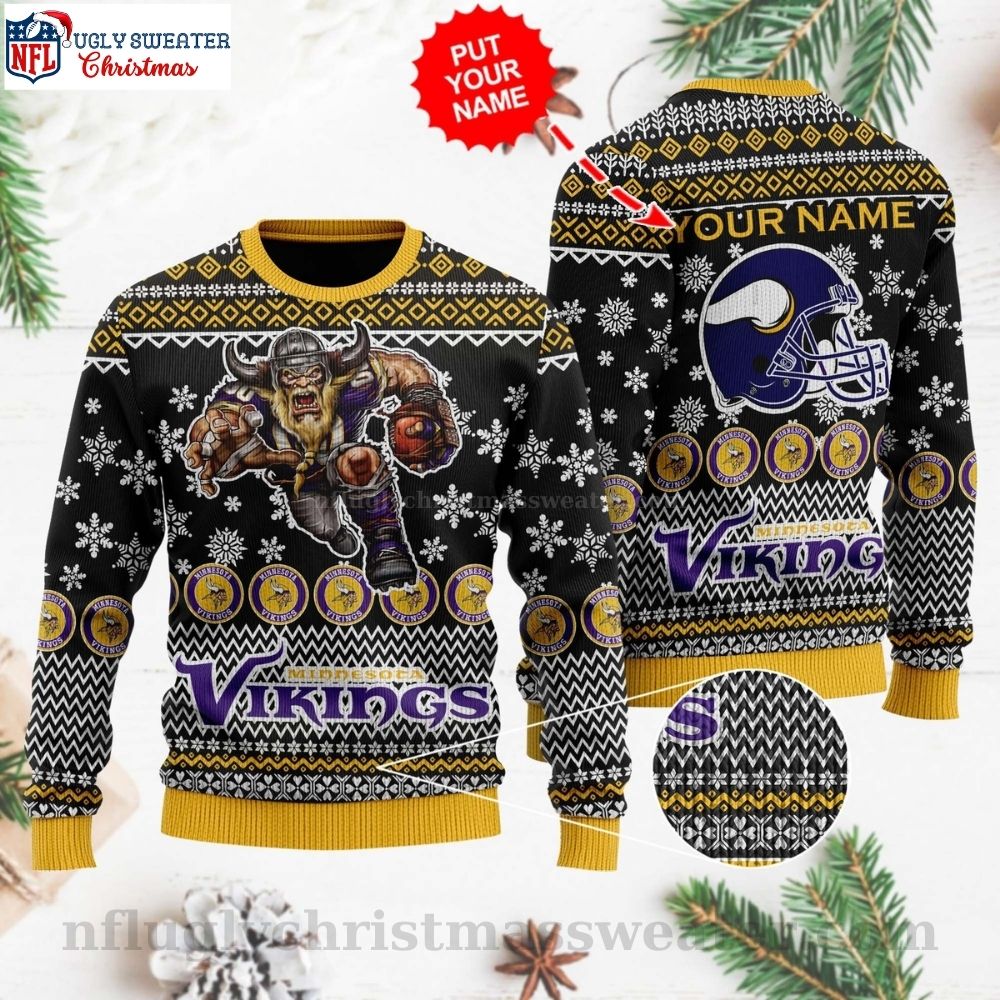 Minnesota Vikings Gifts For Him - Custom Name Football Helmet Sweater