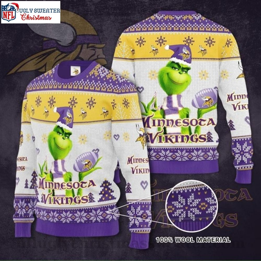 Minnesota Vikings Ugly Christmas Sweater - Grinch Graphics Edition