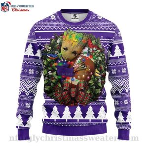 Minnesota Vikings Ugly Christmas Sweater Groots Touchdown Hug 1