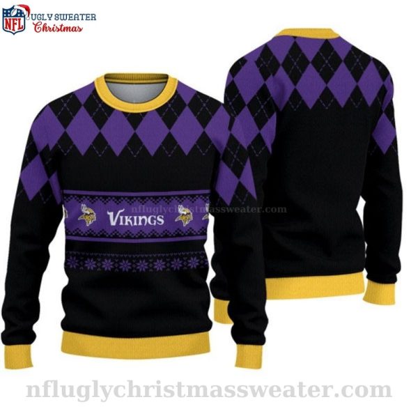 Minnesota Vikings Ugly Christmas Sweater – Logo Print With Diamond Pattern