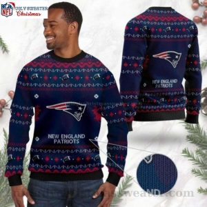 New England Patriots Christmas Sweater – Logo Print With Festive Motifs
