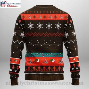 Cleveland Browns Ugly Sweater Grinch Graphics Logo And Christmas Light 2