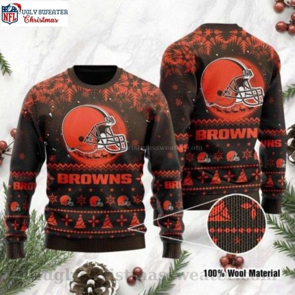 Cleveland Browns Ugly Sweater – Santa Claus In The Moon Graphic