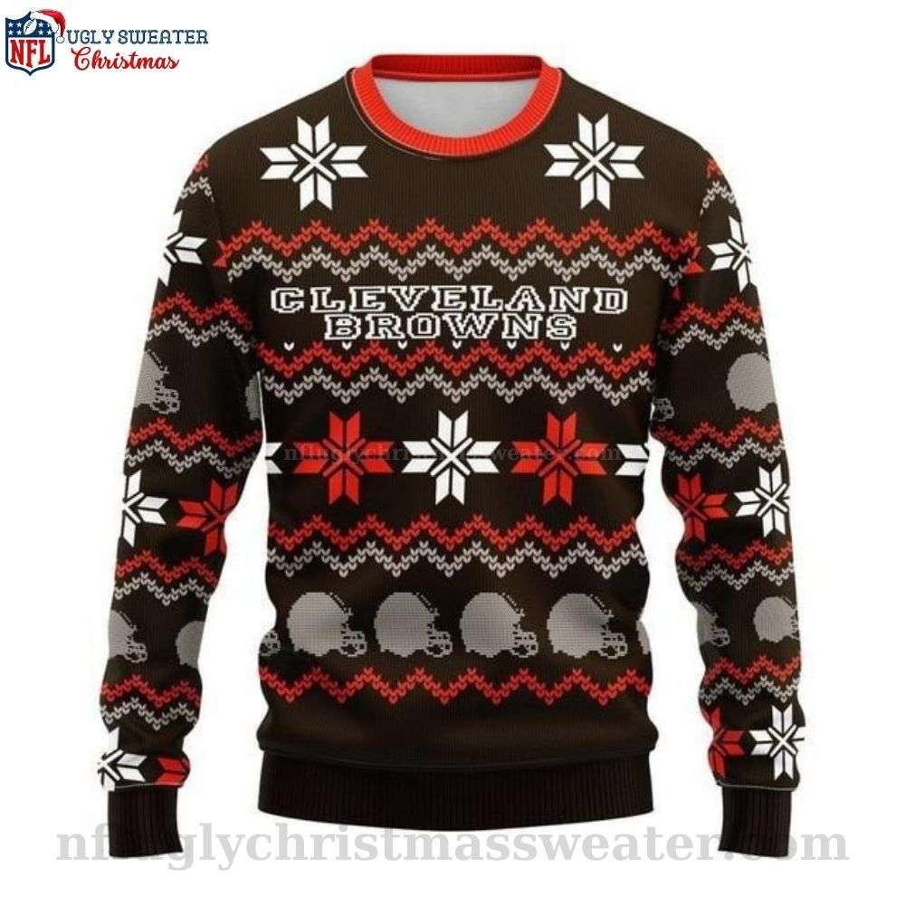Cleveland Browns Ugly Sweater With Snow Pattern - Fan Favorite