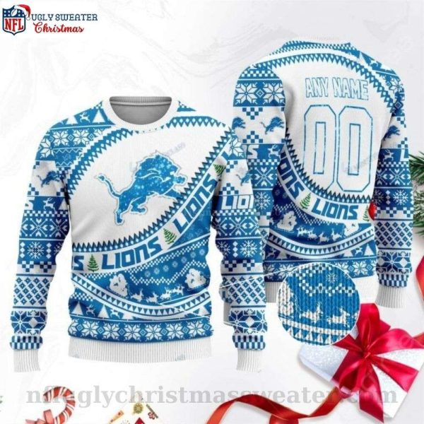 Detroit Lions Ugly Sweater With Logo Print And Christmas Atmosphere