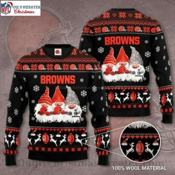 Elevate Your Style – Cleveland Browns Ugly Sweater Featuring Graphic Dwarfs