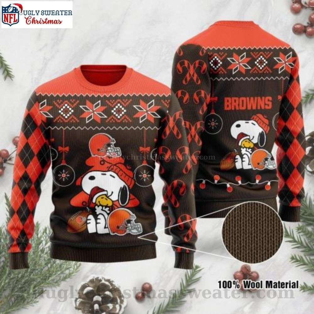 Funny Charlie Brown Peanuts Snoopy Design - Cleveland Browns Ugly Sweater