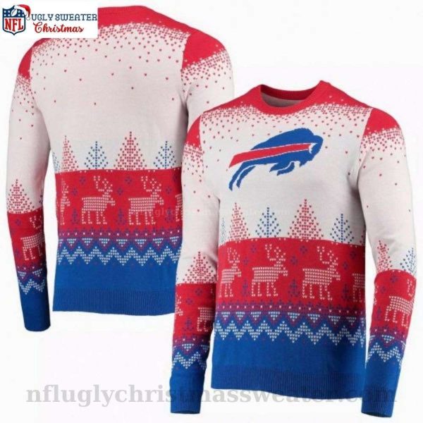 Get Festive With Buffalo Bills Logo Print Ugly Christmas Sweater
