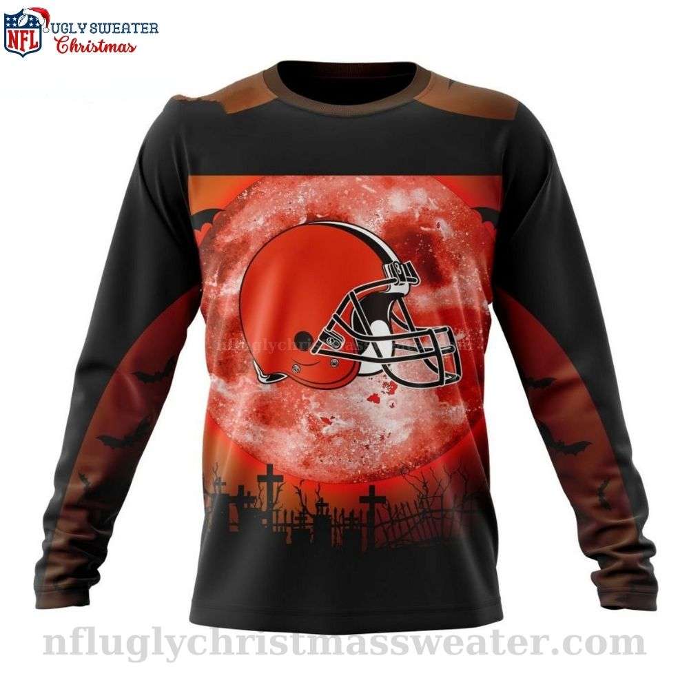 Halloween Moon Night Cleveland Browns Ugly Sweater - Holiday Cheer