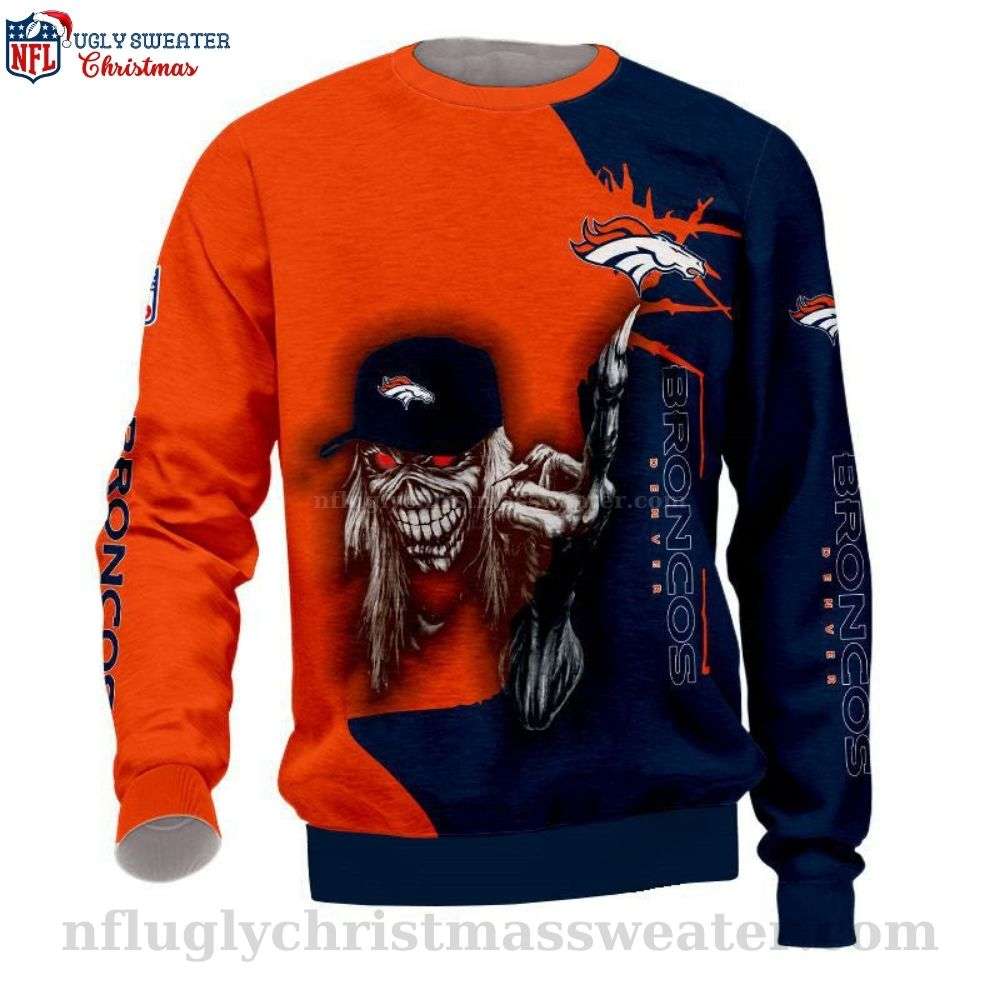 Iron Maiden Graphics NFL Denver Broncos Ugly Christmas Sweater