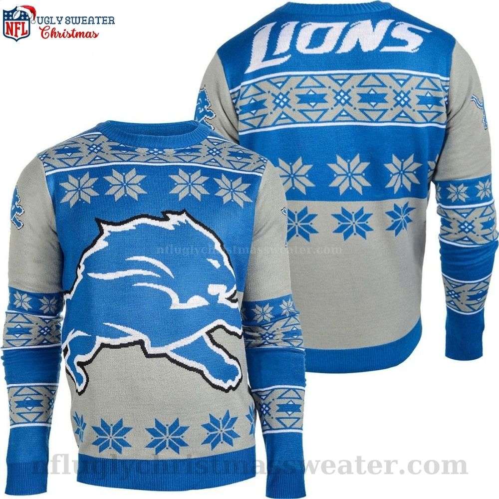 Lions Big Logo Ugly Christmas Sweater - Perfect Gift For Him