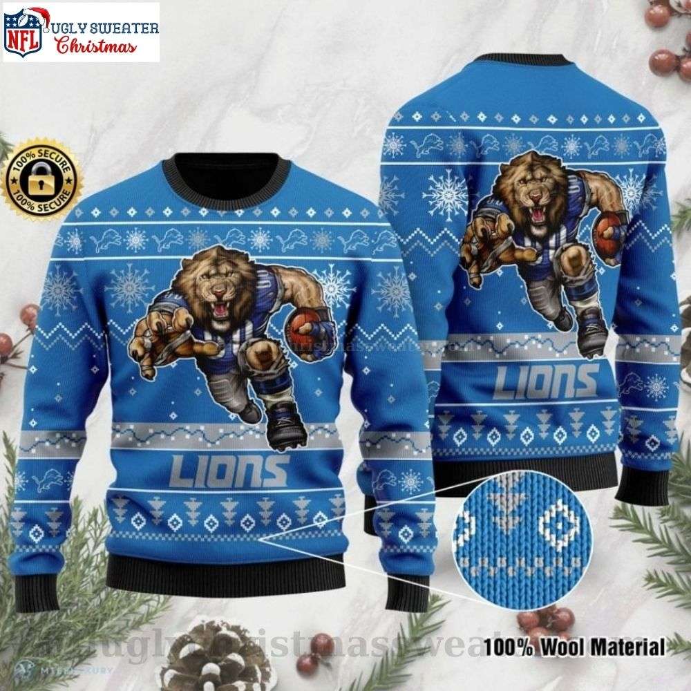 Lions Ugly Christmas Sweater - Team Mascot Graphics For Detroit Lions Fans