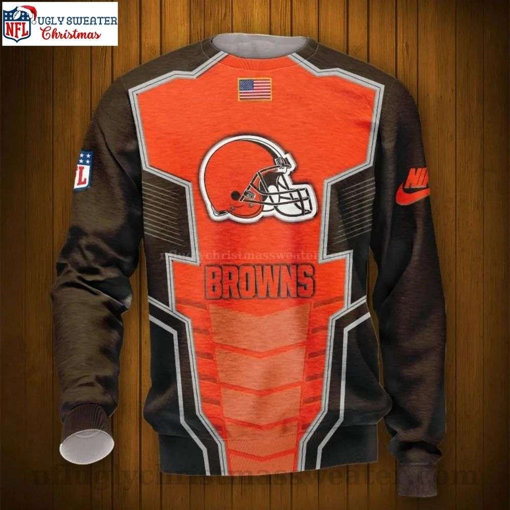 Logo Ugly Sweater For Cleveland Browns Fans - Holiday Cheer