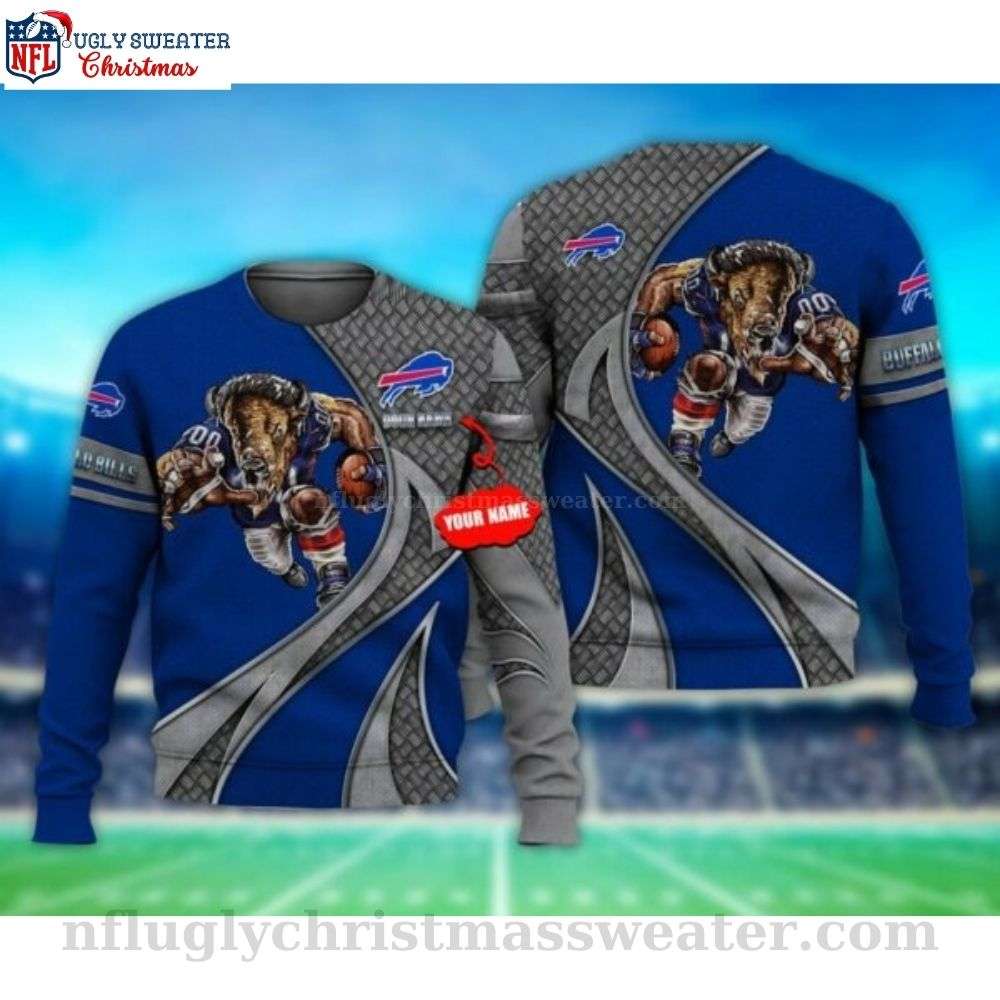 Mascot Magic - Personalized Buffalo Bills Ugly Sweater For Fans