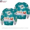 Miami Dolphins Sugar Skull Floral Ugly Christmas Sweater