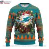 Miami Dolphins Ugly Christmas Sweater – Dolphins Symbol Santa Ho Ho Ho