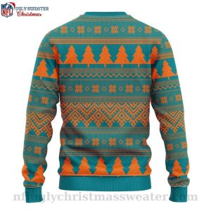 Miami Dolphins Ugly Christmas Sweater Festive Logo With Christmas Hat Print 2