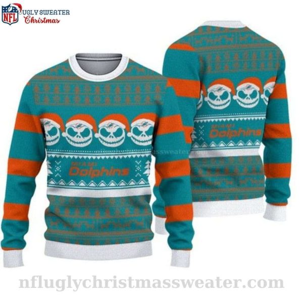 Miami Dolphins Ugly Christmas Sweater – Festive Pumpkin Logo Design