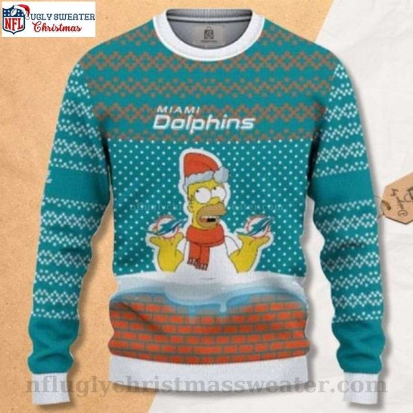 Miami Dolphins Ugly Christmas Sweater – Hilarious Simpson Graphic