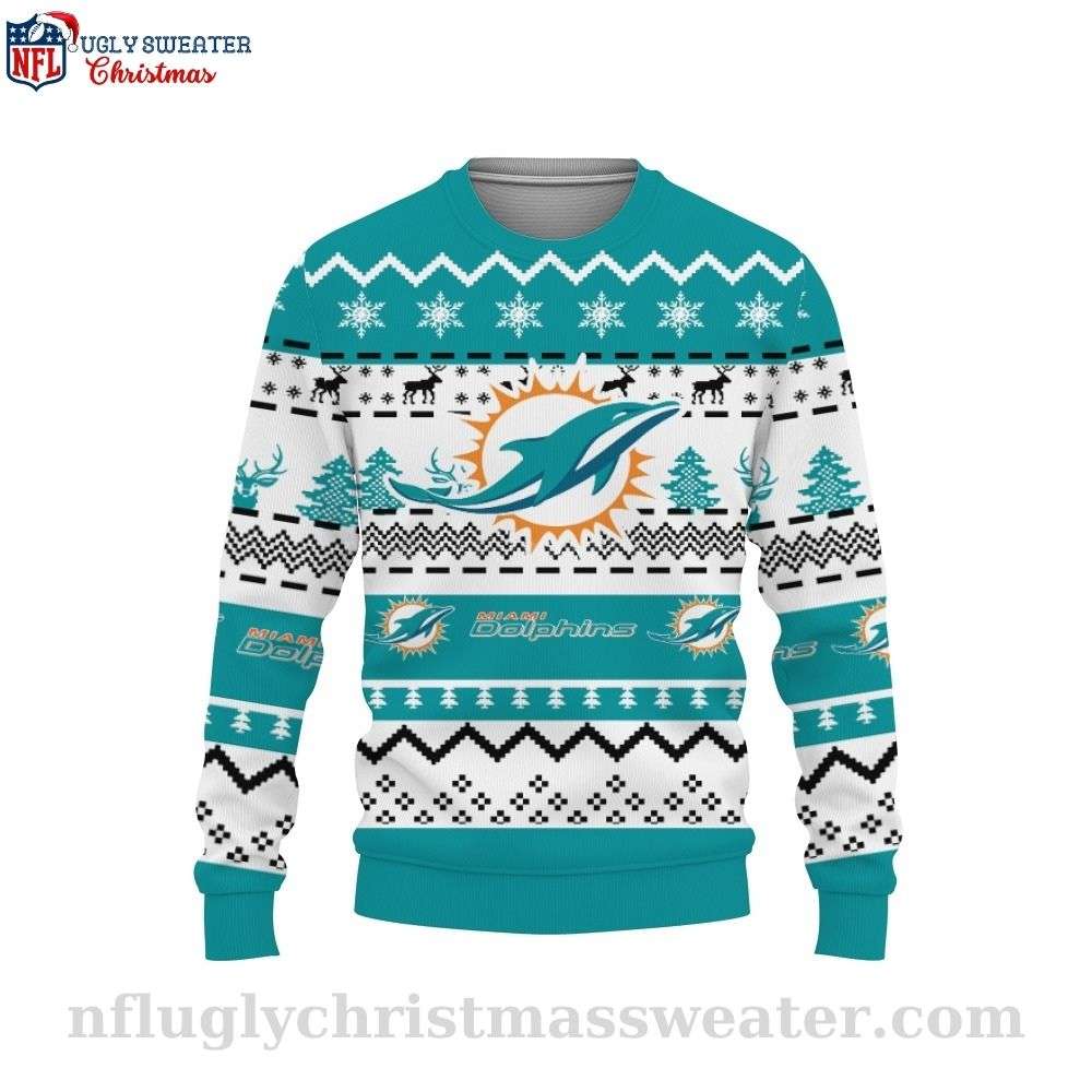 Miami Dolphins Ugly Christmas Sweater - Winter Logo Edition