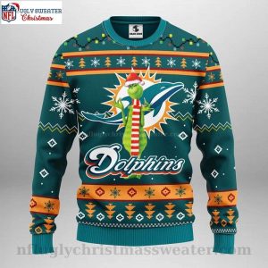 Miami Dolphins Ugly Sweater Funny Grinch Logo Print 1