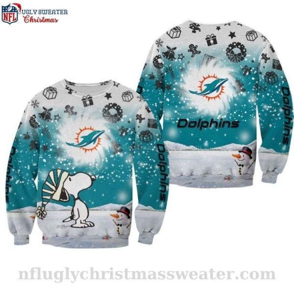 Miami Dolphins Xmas Snoopy Limited Edition Ugly Christmas Sweater