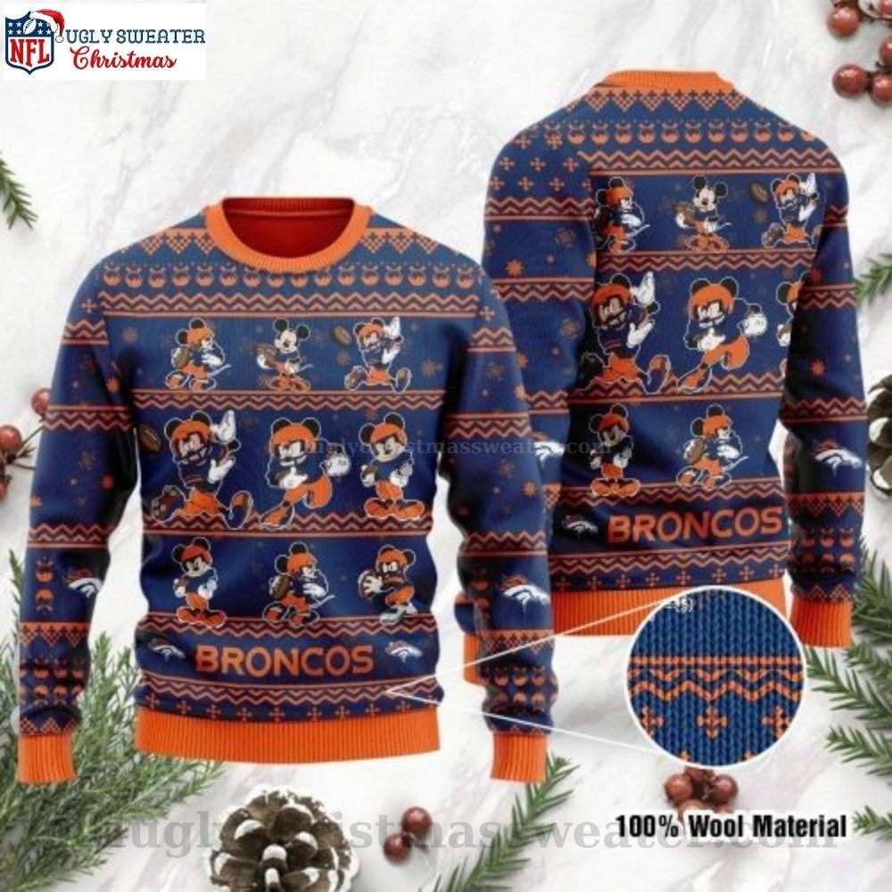 Mickey Mouse Graphic Broncos Ugly Sweater - Perfect Gift For Fan