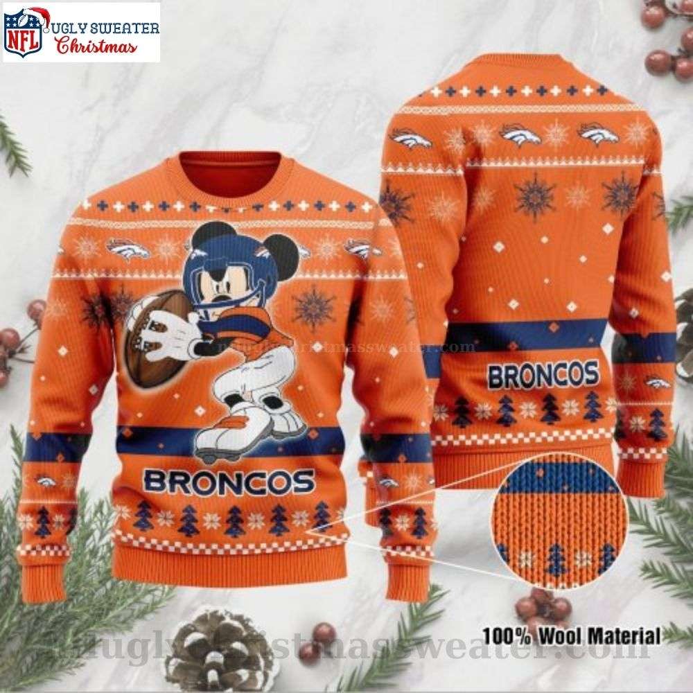 Mickey Mouse Player Denver Broncos Ugly Sweater - Perfect Fan Gift