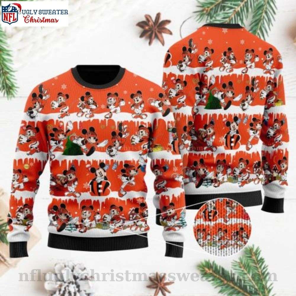 Mickey NFL American Football Cheer - Bengals Ugly Christmas Sweater