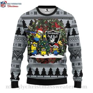 Minion And Laurel Wreath Raiders Ugly Christmas Sweater Ideal For Fans 1