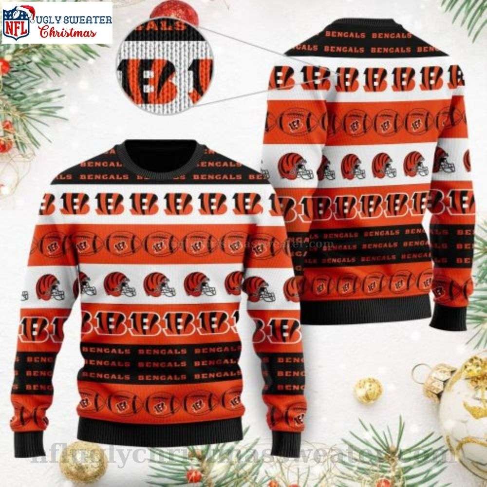 NFL American Football Team Logo Helmet Symbols - Bengals Ugly Christmas Sweater