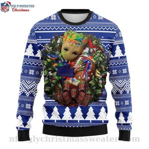 NFL Baby Groot Hug Buffalo Bills Football Ugly Christmas Sweater 1