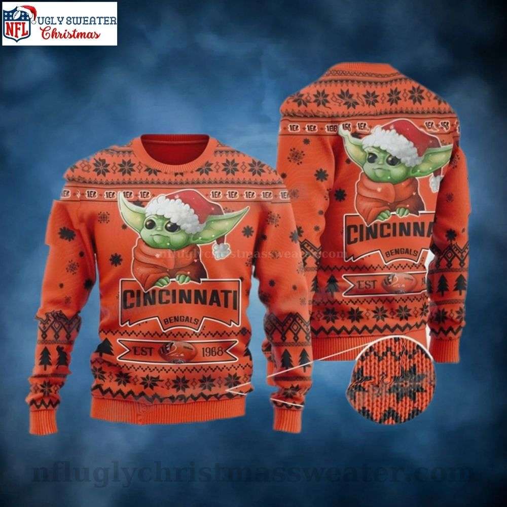 NFL Cincinnati Bengals Baby Yoda Est 1968 Ugly Christmas Sweater - Unique Gift For Fans
