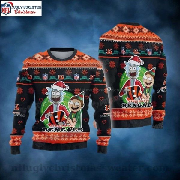 NFL Cincinnati Bengals Rick And Morty Ugly Christmas Sweater