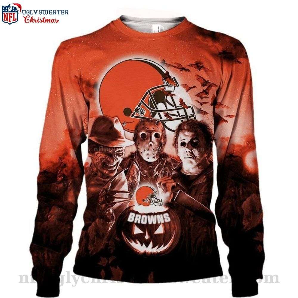 NFL Cleveland Browns Halloween Movie Character Ugly Christmas Sweater