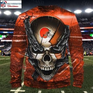 NFL Cleveland Browns Halloween Skull Ugly Xmas Sweater 1