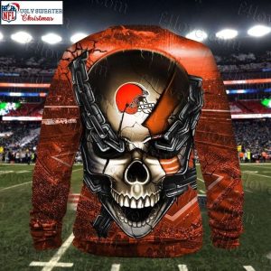 NFL Cleveland Browns Halloween Skull Ugly Xmas Sweater 2