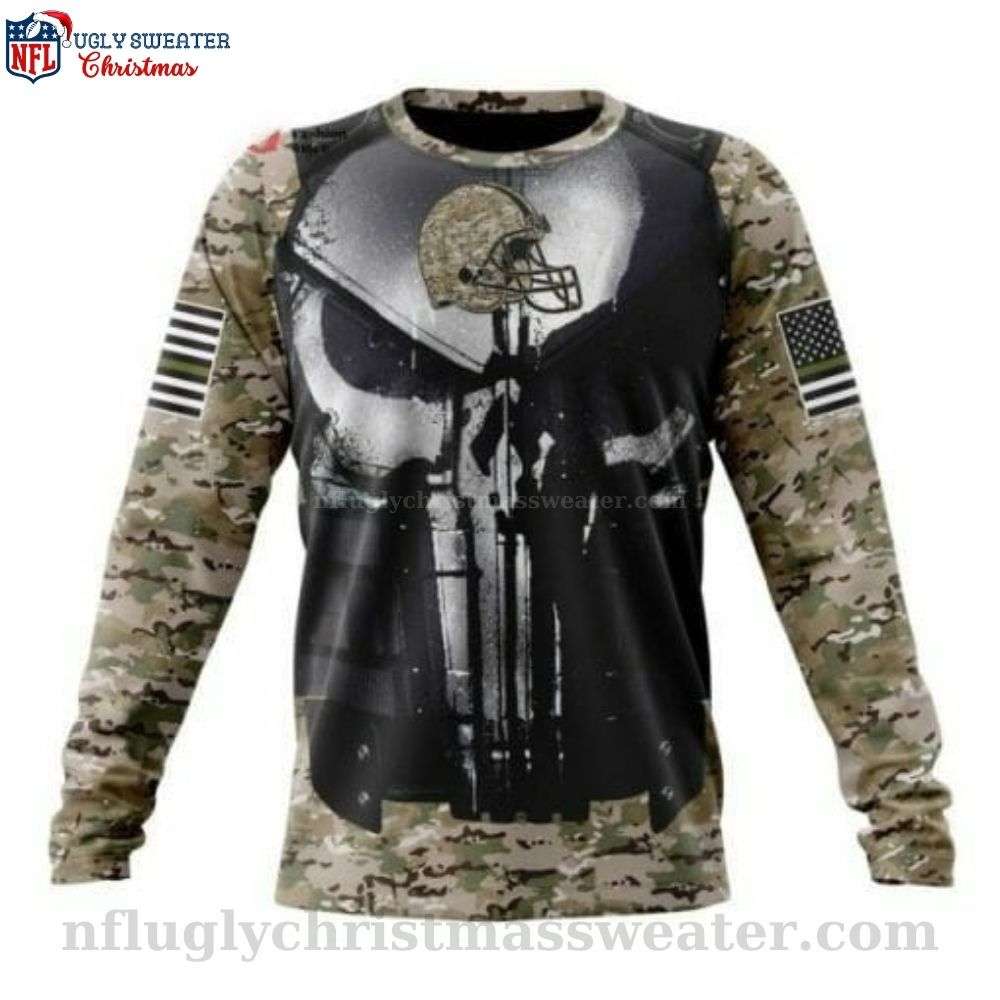 NFL Cleveland Browns Punisher Skull Graphic Christmas Sweater