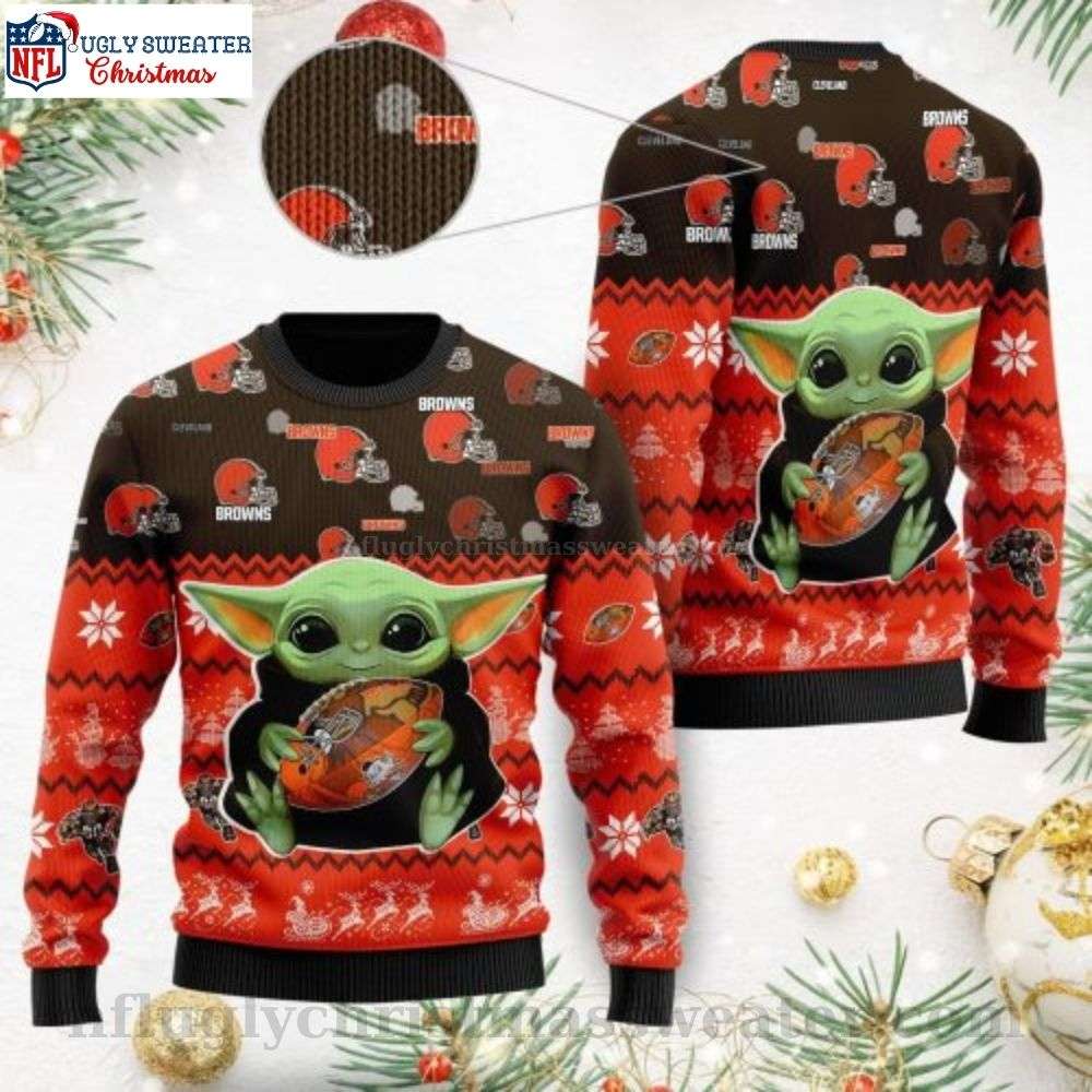 NFL Cleveland Browns Ugly Christmas Sweater - Baby Yoda Graphics