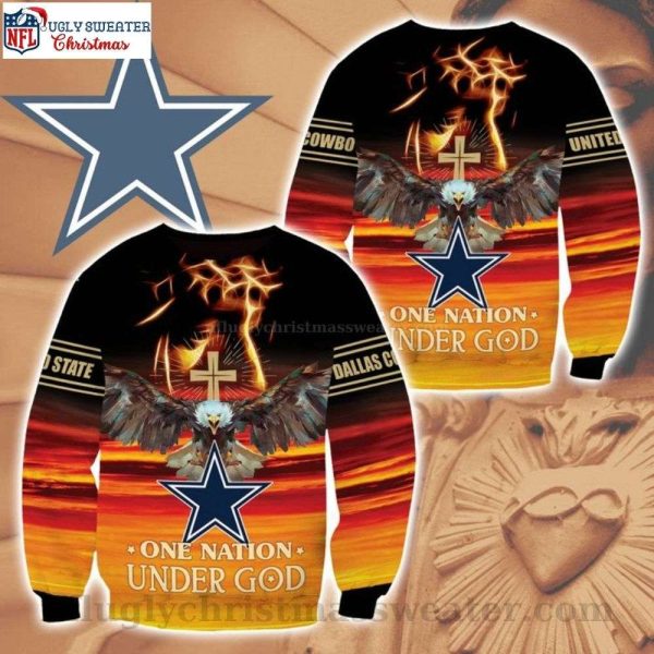 NFL Cowboys Ugly Sweater – One Nation Under God Xmas Sweater