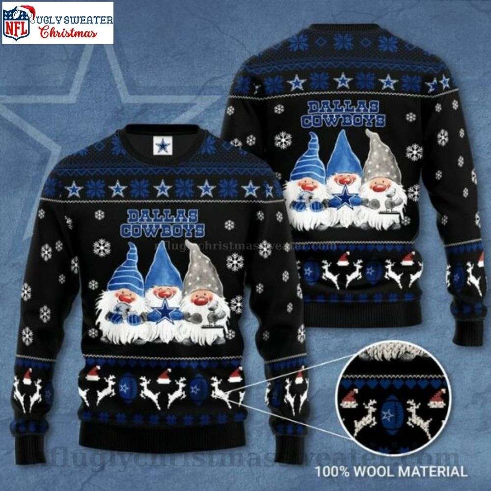 NFL Dallas Cowboys Gnomes - Black Dark Ugly Christmas Sweater