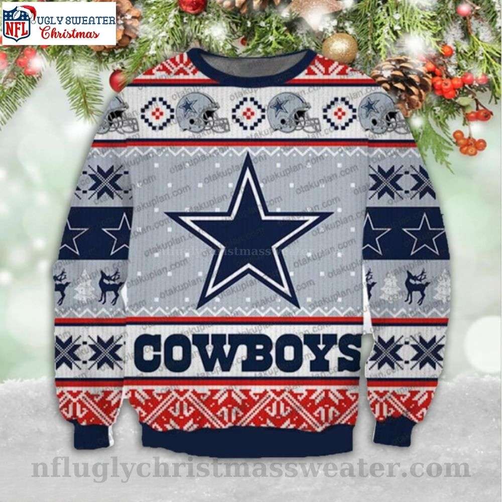 NFL Dallas Cowboys Knitting Pattern All Over Print Ugly Christmas Sweater, Dallas Cowboy Fan Gifts
