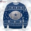 NFL Dallas Cowboys Logo Light Blue Grey Custom Name Ugly Christmas Sweater