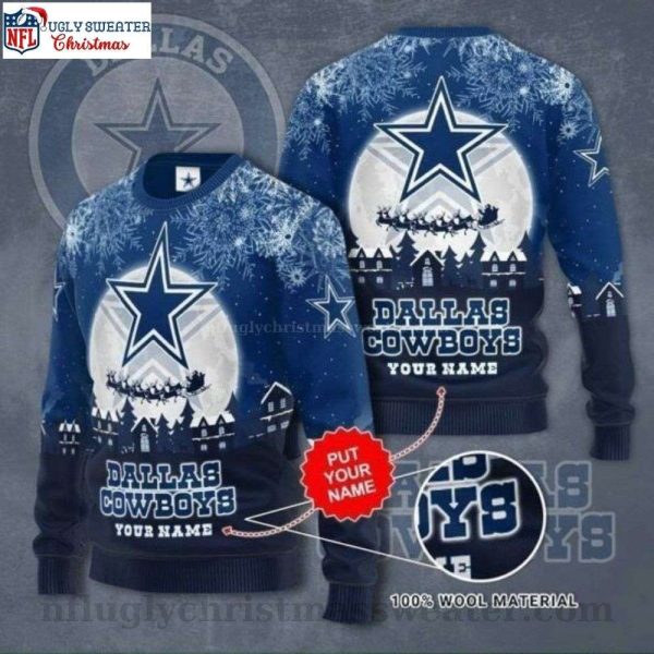 NFL Dallas Cowboys Snowy Logo Ugly Christmas Sweater – Unique Gift For Cowboys Fans