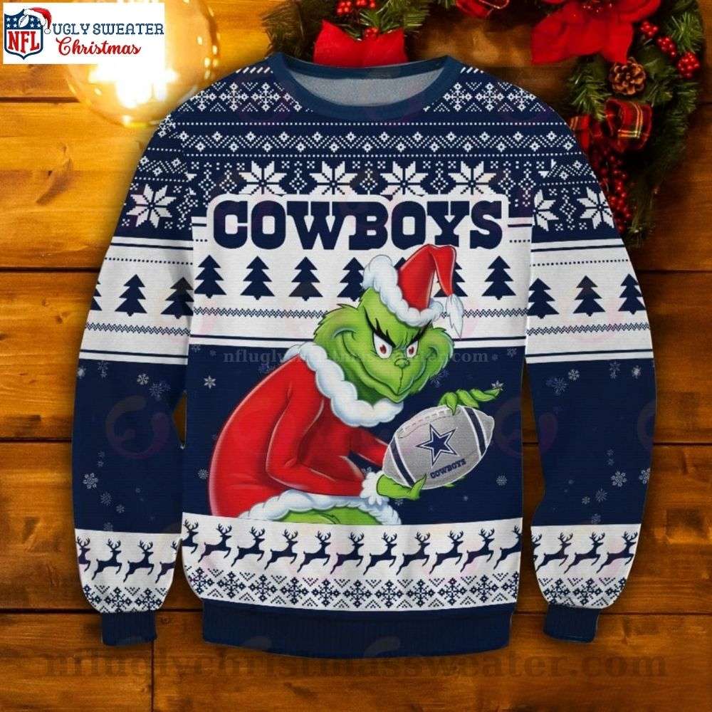 NFL Dallas Cowboys The Grinch Stole Rugby Ball Funny Xmas Sweaters, Dallas Cowboys Gifts For Men