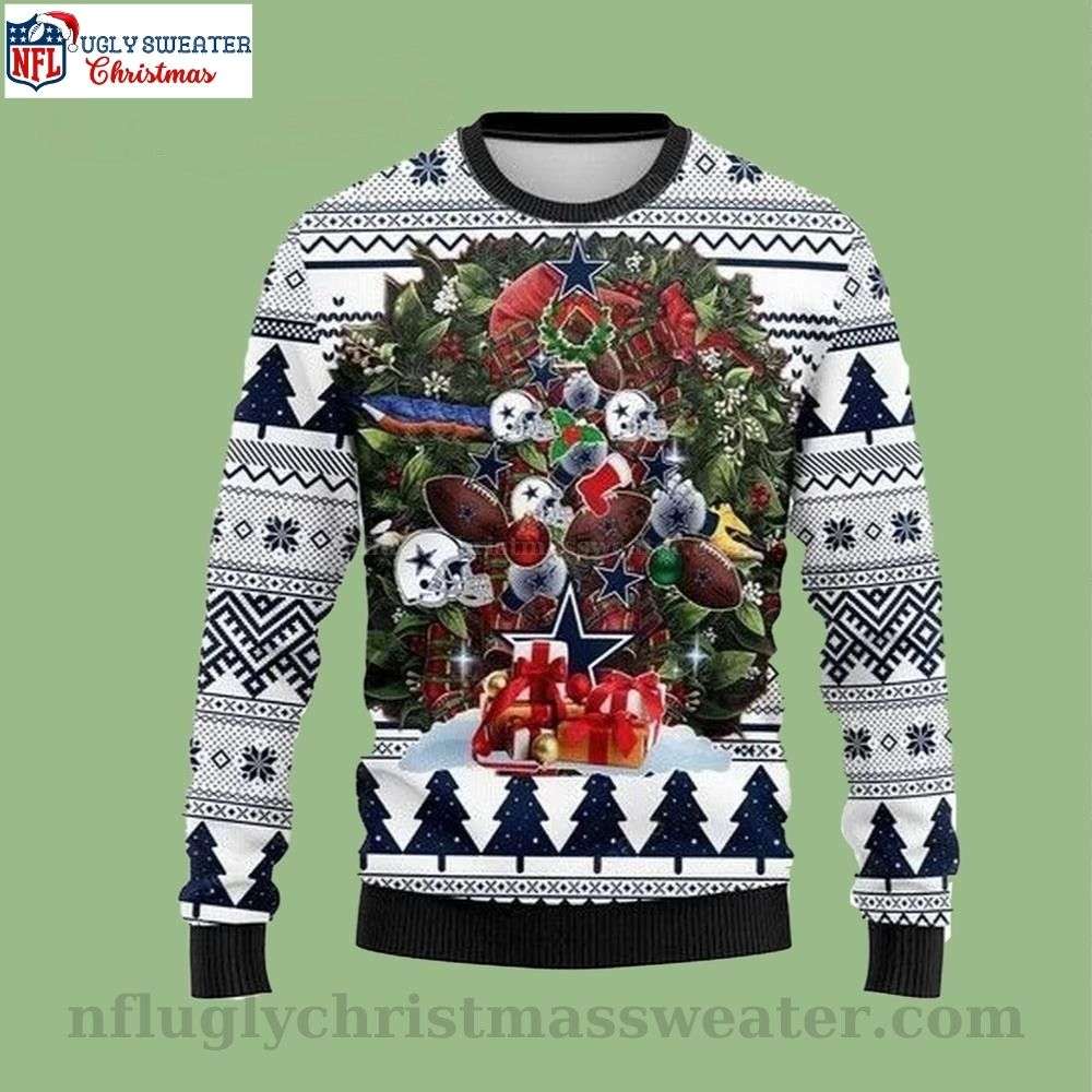 NFL Dallas Cowboys Tree Christmas Knitting Pattern All Over Print Funny Xmas Sweaters