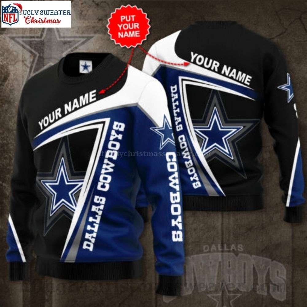 NFL Dallas Cowboys Ugly Sweater With Custom Name - Unique Gift For Cowboys Fans