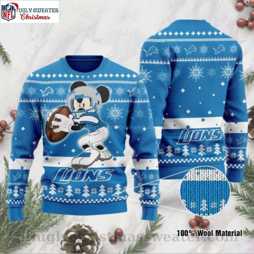 NFL Detroit Lions Ugly Christmas Sweater - Funny Mickey Mouse Graphics