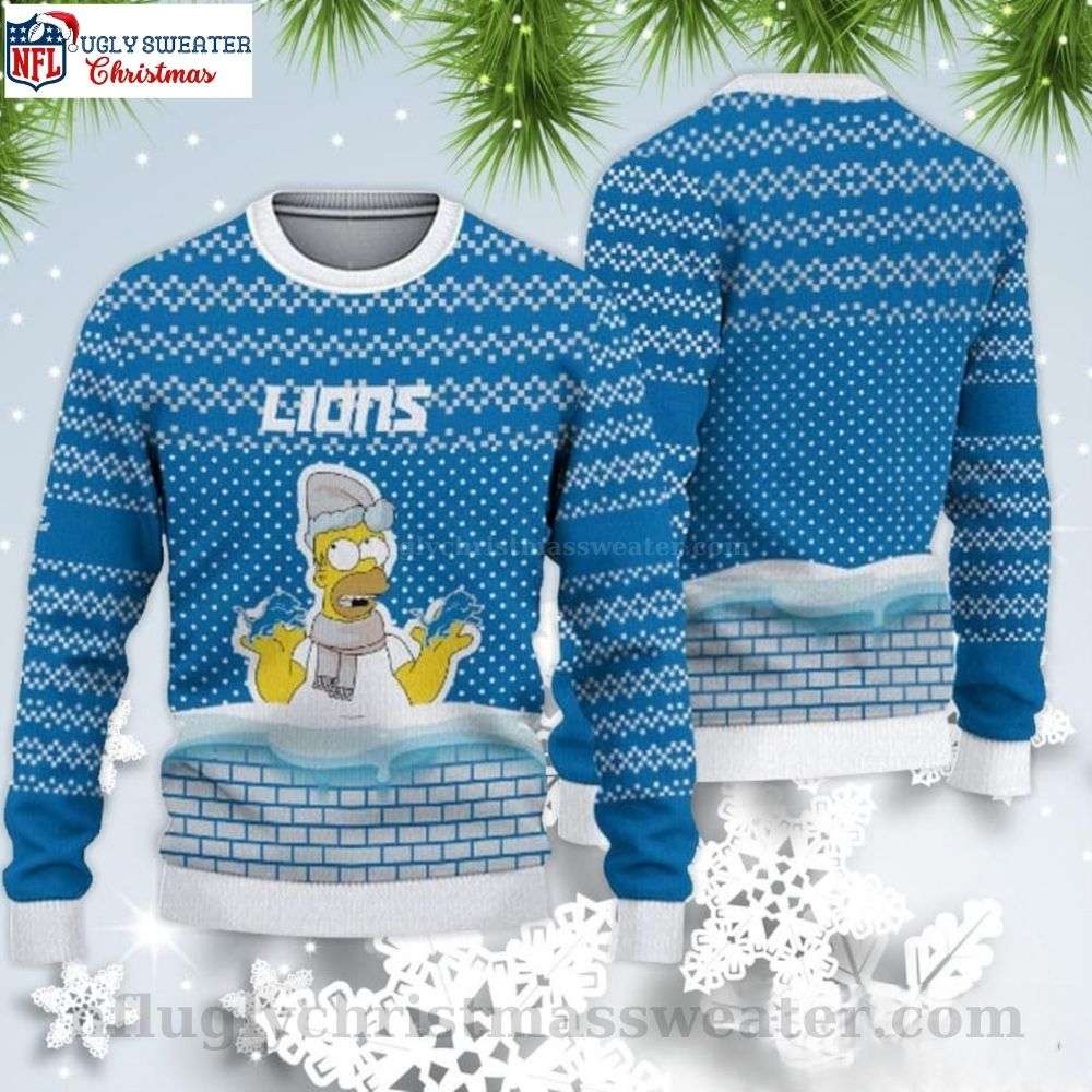 NFL Detroit Lions Ugly Christmas Sweater With Simpson Graphic